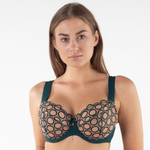 Sheer Mesh Tulle Tulip Seam Balconette Bra Boobie Emerald-0