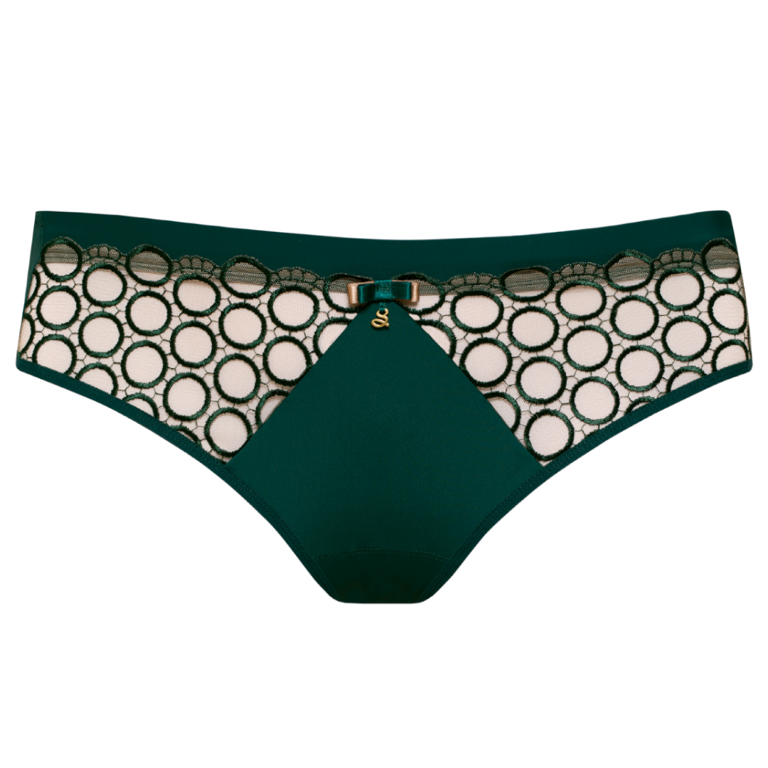 Samanta Boobie Emerald Sheer Mesh Tulle Embroidered Brief Panty-2