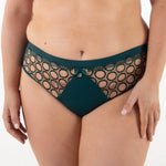 Samanta Boobie Emerald Sheer Mesh Tulle Embroidered Brief Panty-0