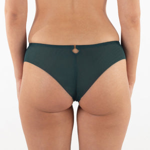 Lavinia Samanta Boobie emerald sheer mesh tulle embroidered tanga panty with delicate back design