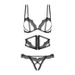 Ultra Sexy Open Cup Crotchless String 3 Piece Lingerie Set Bravelle-2