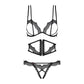 Obsessive Bravelle Open Cup Crotchless String 3 Piece Lingerie Set-2