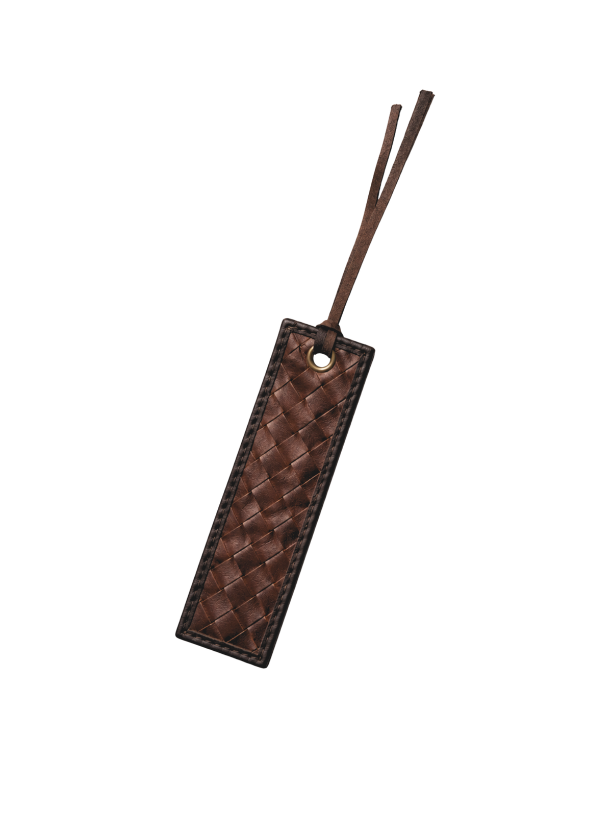 Deux Mains woven bookmark in brown, front view