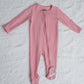 Pink Bamboo Baby Pajamas – Zipper Footie