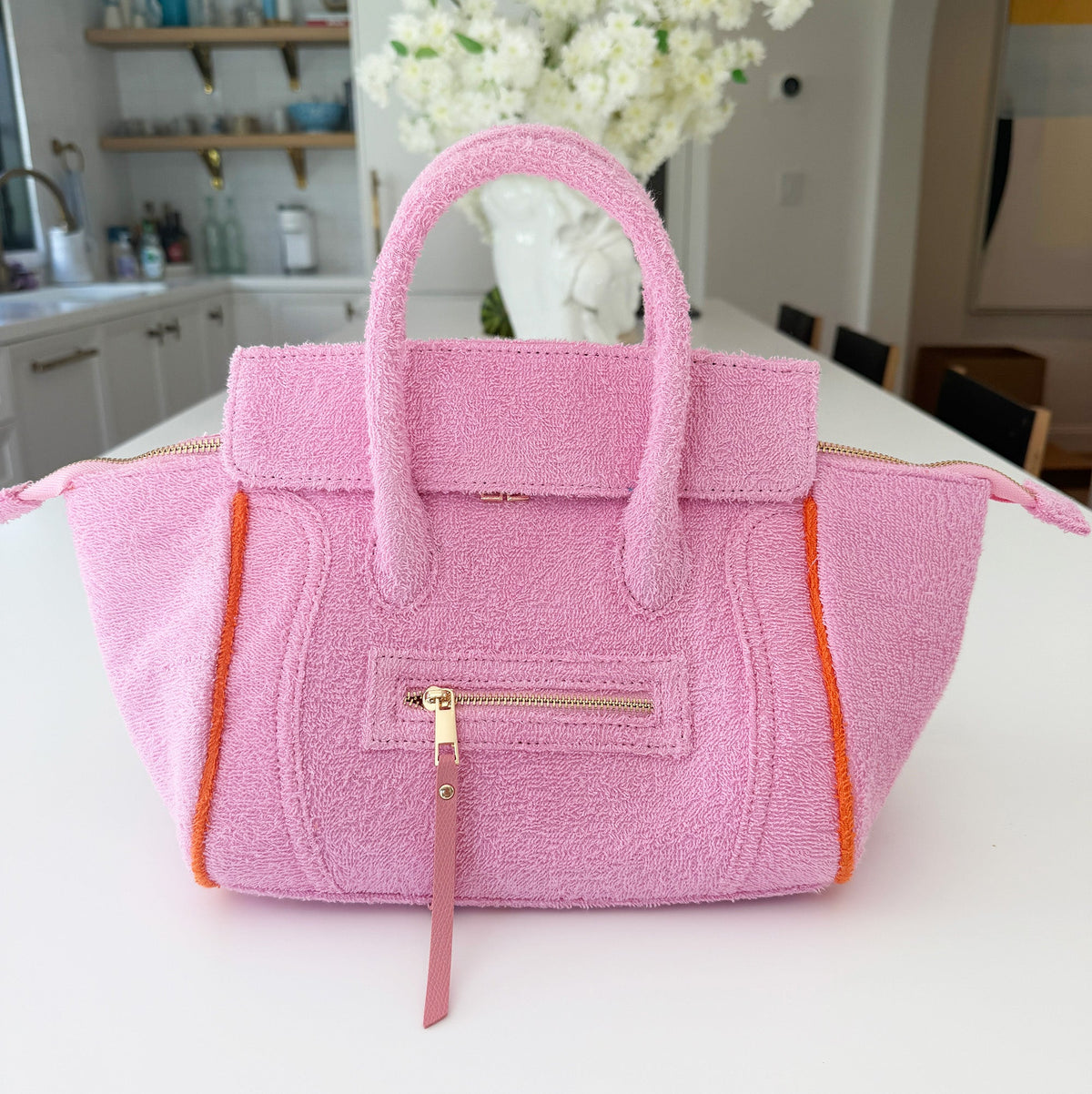 BEACH HAUS Cabana Tote Mini in bubblegum pink with compact open-top design and sturdy handles
