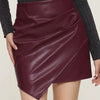 Ruched Mini Skirt with Zipper - Burgundy