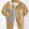 Men's Striped Button Front Short Sleeve Shirt - Khaki