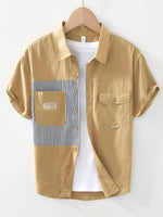 Men's Striped Button Front Short Sleeve Shirt - Farnelli