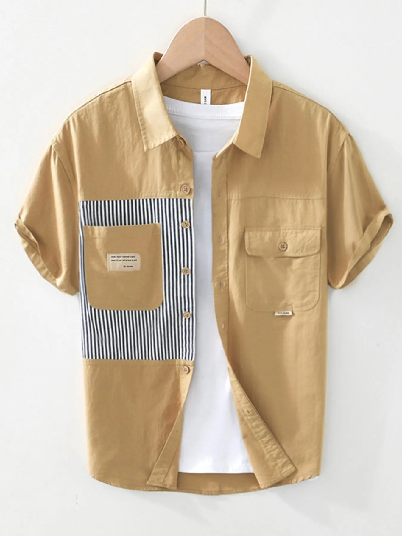 Men's Striped Button Front Short Sleeve Shirt - Farnelli