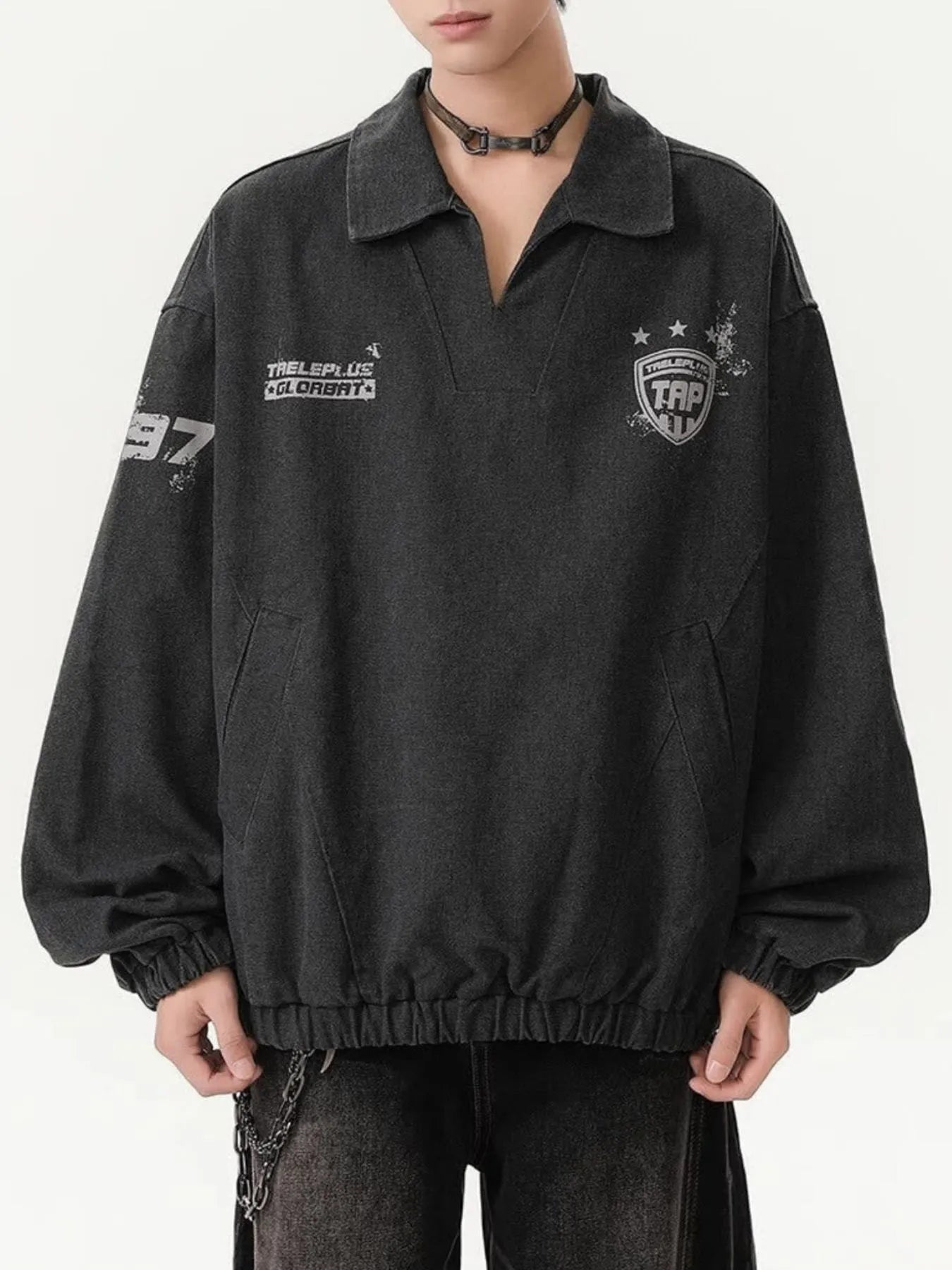 Men's Collared Neck Long Sleeve Sweatshirt - Farnelli
