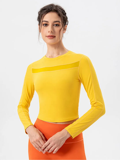 Round Neck Long Sleeve Active T-Shirt - Farnelli