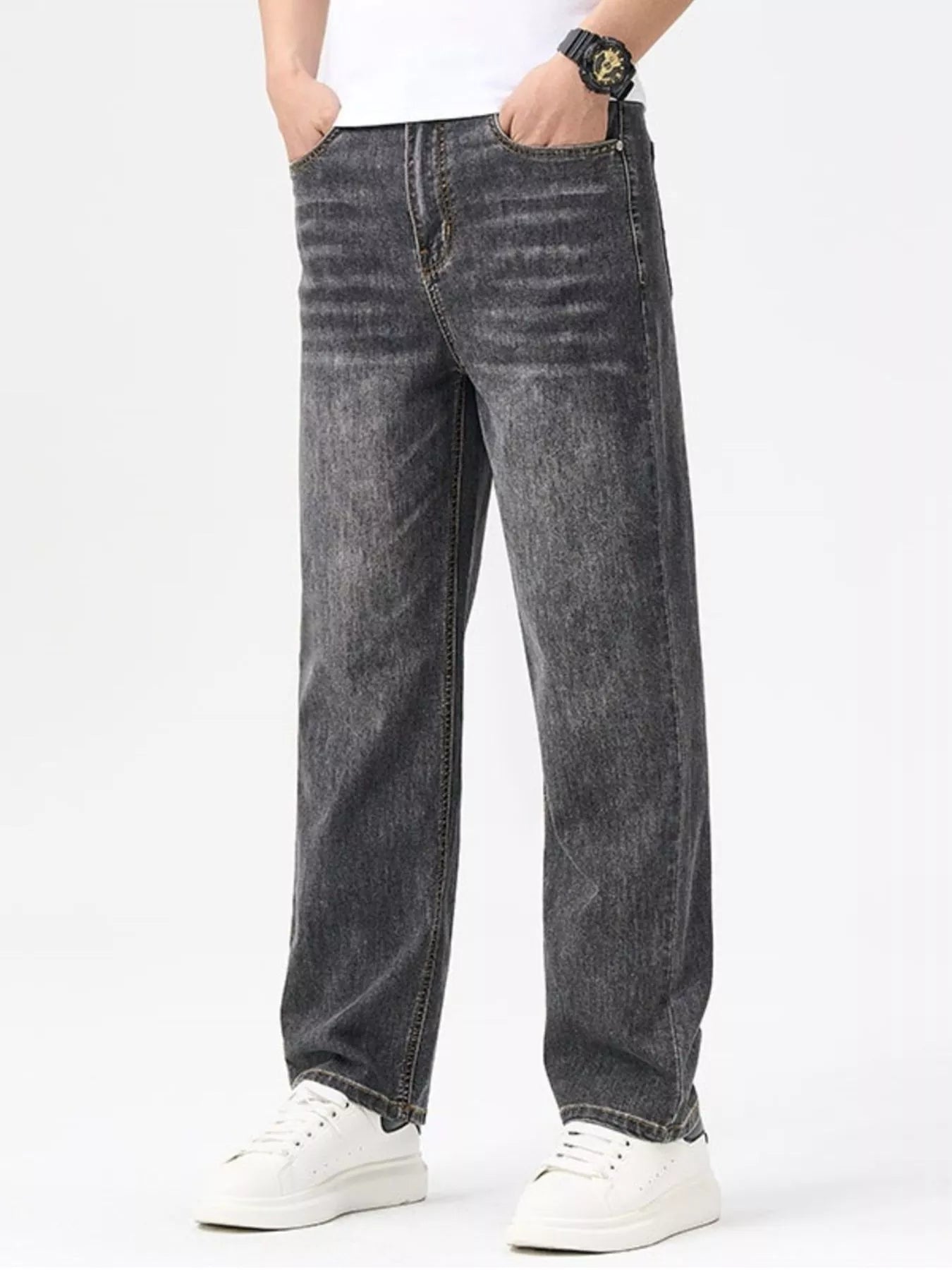 Men's Relaxed Fit Washed Jeans - Farnelli