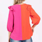 GeeGee Full Size Ruffle Trim Contrast Blouse - Farnelli