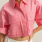 HYFVE Front Pockets Poplin Collared Neck Crop Shirt - Farnelli