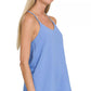 Zenana Woven Airflow Adjustable Strap V-Neck Cami - Farnelli