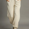 Umgee Drawstring Jogger Pants with Front Seam Detail - ECRU