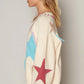 POL V-Neck Long Sleeve Star Fringe Sweater - Farnelli