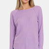 Zenana Waffle Long Sleeve T-Shirt - LAVENDER