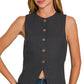Zenana Linen Button Down Vest - Farnelli