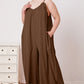 Double Take Full Size Ruffle Trim Tie Back Cami Jumpsuit with Pockets - Farnelli