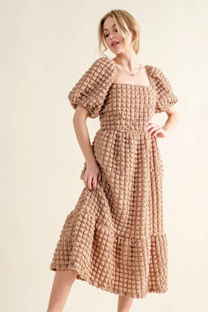 And The Why Full Size Square Neck Puff Sleeve Dress - Farnelli