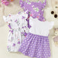 3-Piece Children's Printed Ruffle Sleeve Baby Dress - Farnelli