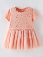 Children's Printed Tulle Layered Dress - Farnelli