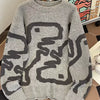 Men's Ribbed Hem Round Neck Sweater - Gray