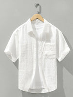 Men's Plus Size Textured Short Sleeve Casual Shirt - Farnelli
