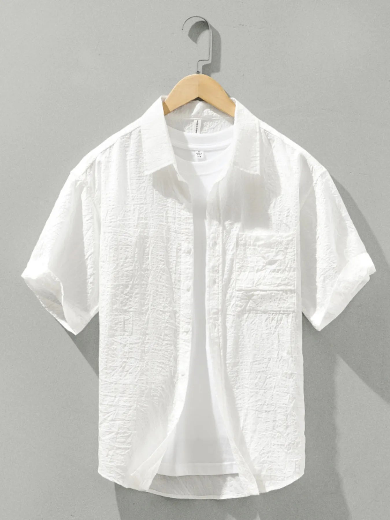 Men's Plus Size Textured Short Sleeve Casual Shirt - Farnelli