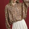 Umgee Leopard Print Balloon Sleeve Blouse - LATTE