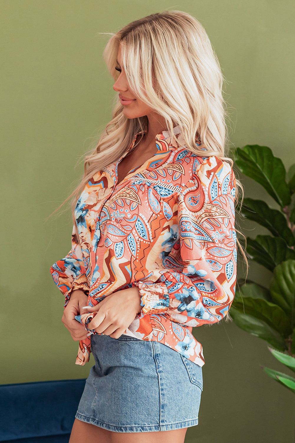 Leighton Floral Buttoned Loose Shirt - Farnelli