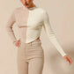 SO ME Color Block Fitted Crop Sweater Top - Farnelli