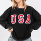 SAGE + FIG USA Letter Patch Round Neck Sweatshirt - Farnelli