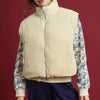 Umgee High Neck Puffer Vest with Zip Front - Cream
