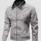 Men's Plus Size Leather Bomber Jacket with Full Zip Front - Farnelli