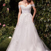 Off The Shoulder A-Line Lace & Tulle Wedding Dress - Off White