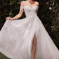 Off The Shoulder A-Line Lace & Tulle Wedding Dress - Farnelli