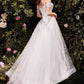 Off The Shoulder A-Line Lace & Tulle Wedding Dress - Farnelli