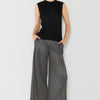 Marina West Swim Pleated Wide-Leg Pants with Side Pleat Detail - Deep Gray