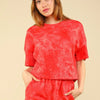 VERY J Quilted Washed Crop Top and Shorts Set - Scarlet