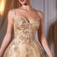 Ladivine C177 Floral Lace Applique A-Line Glitter Tulle Gown