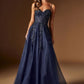 Ladivine C177 Floral Lace Applique A-Line Glitter Tulle Gown
