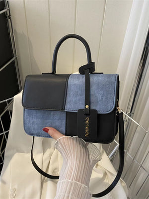 Two-Tone PU Leather Crossbody Bag - Farnelli