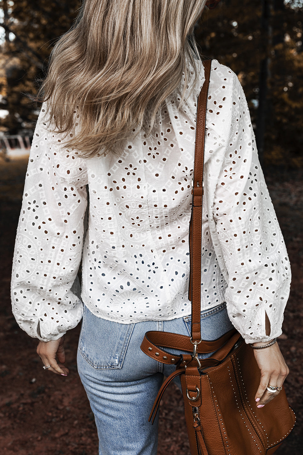 Paige Eyelet Embroidered Puff Sleeve Blouse - Farnelli