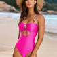 Cutout Sweetheart Neck One-Piece Swimwear and Cover-Up Swim Set - Farnelli