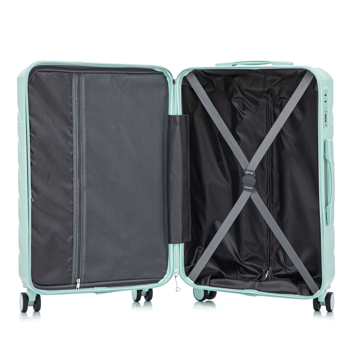 HouseOfZazla 3-piece spinner wheel luggage set with combination locks in assorted sizes