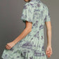 Umgee Full Size Landscape Print Collared Mini Dress Plus Size - Farnelli
