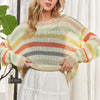 ADORA Stripe Long Sleeves Knit Top - MULTI STRIPE