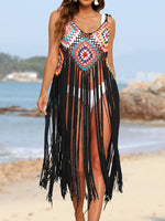 Fringe Spaghetti Strap Cover-Up - Farnelli